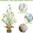 RoseCraft Easter Decorations, 18 Inch Easter Artificial Egg Tree Tabletop Decor with Delicate Ornaments, for Home Party Wedding Holiday Spring Summer Decoration, Blue/White.