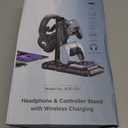 KDD RGB Headphone & Controller Stand with Wireless Charging - Rotatable Headset Stand with 9 Light Modes - Controller Holder with 2 USB and Type C Ports - for Gamers Desktop Accessories(White)