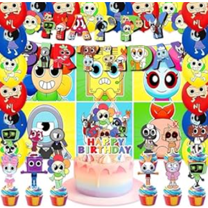 42Pcs Birthday Party Supplies Pack Set Include Banner,Cake Toppers,For Birthday Party Decoration (RE25)