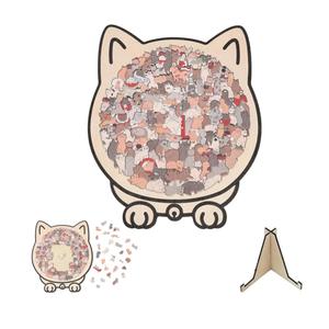 135-Piece Colored Cat Shaped Wooden Jigsaw Puzzle,Cats Shaped Wooden Puzzle,Wooden Jigsaw Puzzles for Adults,Wooden Cat Puzzles for Cats Lovers,Home Decor