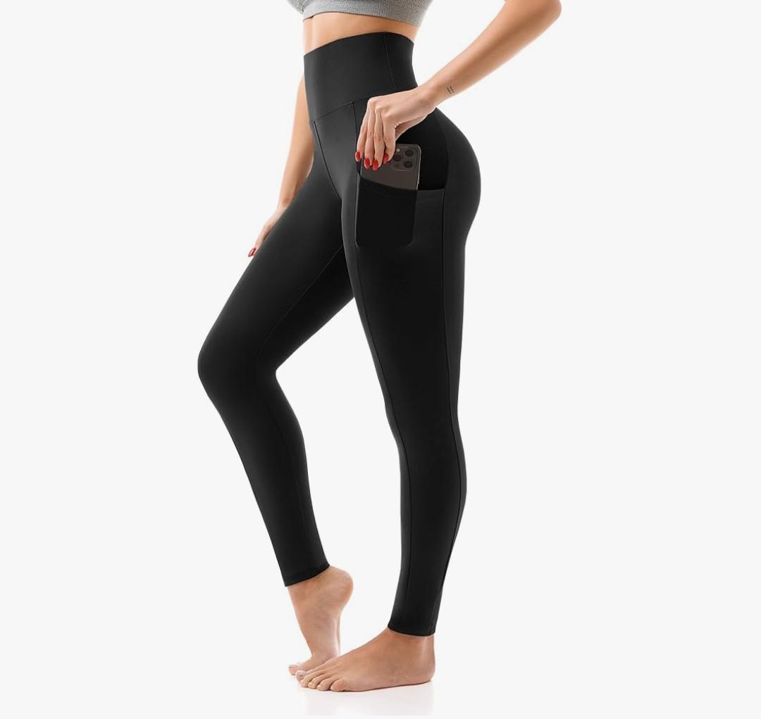 SINOPHANT High Waisted Leggings with Pockets Women, Full Length Capri Buttery Soft Stretchy Yoga Pants Small, 3 Pack