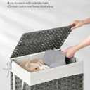 SONGMICS Laundry Hamper with Lid, 23.8 Gallon (90 L) Synthetic Rattan Clothes Laundry Basket with Lid and Handles, Foldable, Removable Liner, Dove Gray ULCB51WG