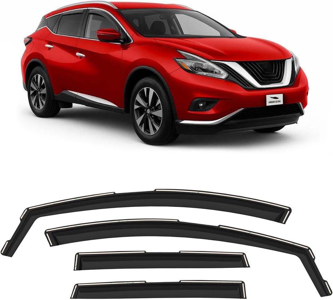 Voron Glass in-Channel Extra Durable Rain Guards for Nissan Murano 2015-2024, Window Deflectors, Vent Window Visors, 4 Pieces - 200483