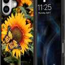 KANGHAR Floral Case for iPhone 17 Case Sunflower Butterfly Anti-Slip Drop Protection with Soft TPU Bumper Shockproof Protective Phone Cover for Women Girls