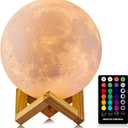 LOGROTATE Moon Lamp, 16 Colors LED Night Light for Kids 3D Printing Moon Light with Stand& Remote/Touch Control & Timing, Moon Light Lamp for Kid Friend Birthday Gifts, Room Decor (Diameter 4.8 INCH)