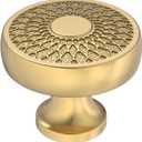 Alzassbg Round Cabinet Knobs, Champagne Bronze, 1.4 Inch Diameter, Decorative Filigree Pattern, Kitchen and Drawer Hardware, 10 Pack, AL0001BRG (Single Hole Knobs)