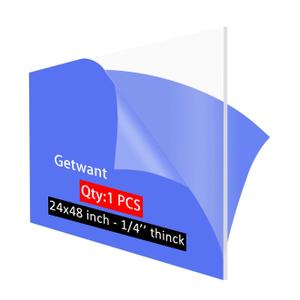 24x48 Plexiglass Sheets 1/4 inch Thick Clear 24x48 Acrylic Plexiglass Sheet 1/4 inch Thick Acrylic Board Lucite Panel - Idea for Display Case,Signage,Crafts,Lighting,Fish Tank,Windows