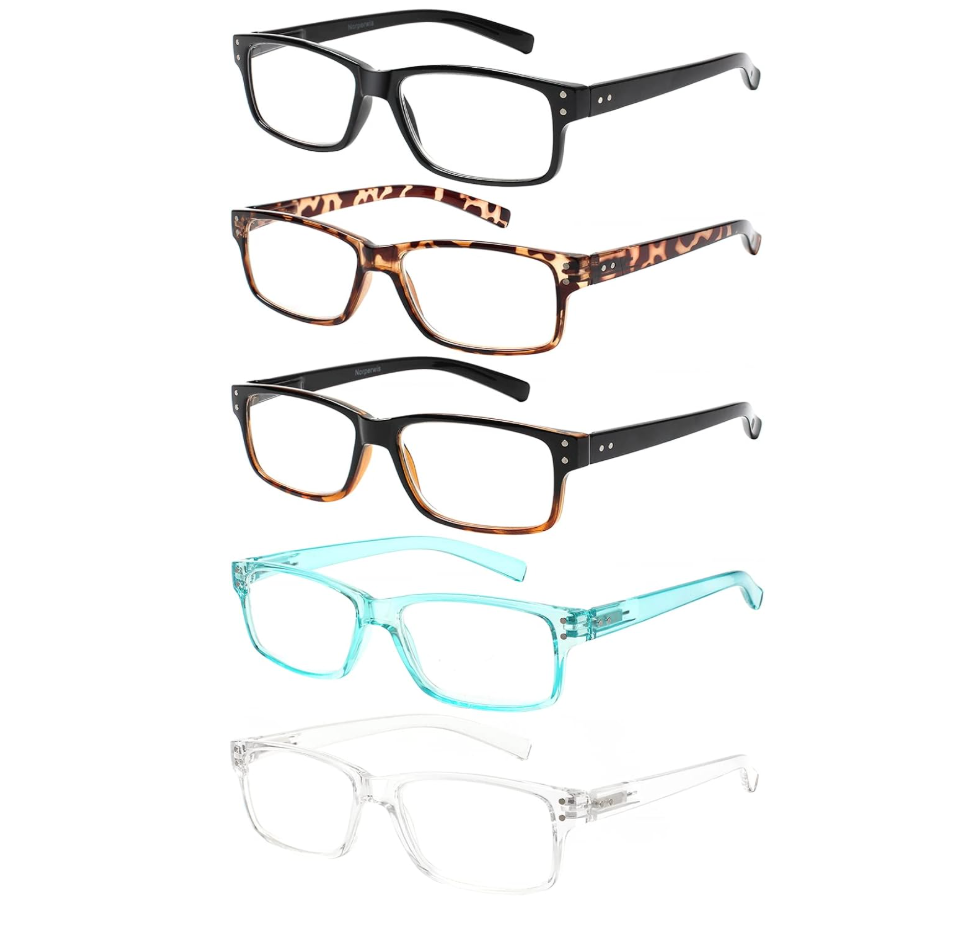 NORPERWIS Reading Glasses 5 Pairs Quality Readers Spring Hinge Glasses for Reading for Men and Women (5 Pack Mix Color -3, 1.50)