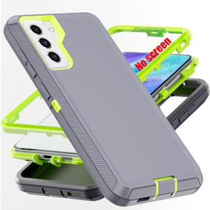 AYMECL for S21 FE Case,[Military Grade] 3 in 1 Full Body Shockproof Dust/Drop Proof Heavy Duty Protection Cover,for Samsung Galaxy S21 FE 6.4 Inch,Green+Grey
