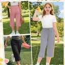 3 Pack Girls' Capri Pants 5-14 Years | Drawstring Capris, Cropped Pants, Kids Sweatpants, Workout, Summer, Loose, Back to School, with Pockets