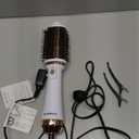 Plavogue Dual Voltage Blow Dryer Brush for European Travel,110V-240V Hot Air Brush with Volumizer, Negative Ionic Anti-Frizz - Styling Brush with Ceramic Coating for Long/Mid Hair Types, Oval Shape (White Gold)