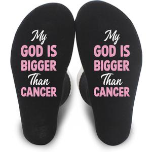 My God Is Bigger Than Cancer Socks - Inspirational Chemo Gifts For Breast Cancer, Cancer Patients, Chemotherapy (Cotton, cancer(167)) (Black)