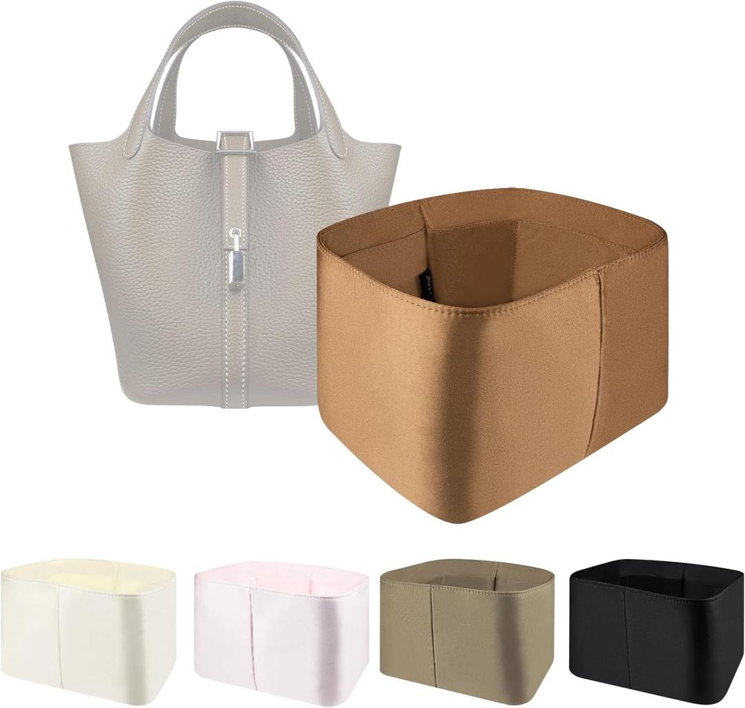Organizer Insert for Picotin 14/18/22/26, Satin Inner Bag Organiser(Size: PC22, Color: Gold)