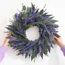 26 Inch Lavender Eucalyptus Wreaths for Front Door, Spring Summer Wreath,Large Eucalyptus Outdoor Wreath with Greenery Leaves for Porch,Wall,Holiday,Home Decor- Spring, Summer, Fall, All Seasons