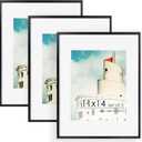 11x14 Picture Frame -11x14 Metal Picture Frame With Mat For 8x10 | 14x11 Frame Aluminum | Plexiglass And Hanging Hardware Included | 11 by 14 Poster Frame, Set of 3, Black (11''x14''-3P Plexiglass)