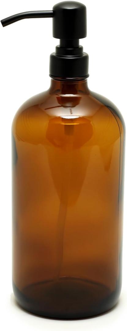 Amber Glass Soap Dispenser
with 304 Stainless Steel Pump 17 oz for Kitchen Dish Soap and Bathroom Hand Soap Bottle