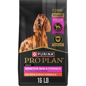 Purina Pro Plan Sensitive Skin and Stomach Dog Food Dry, Adult Salmon & Rice Formula, Digestive Health - 16 lb. Bag, Best By: JAN/2027