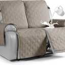 VANSOFY Waterproof Recliner Couch Covers, Sofa Covers 1-Piece Washable Reclining Sofa Cover Non-Slip Furniture Protector with Elastic Straps Pocket for Dogs, Pets(Khaki,Oversized 2 Seater)