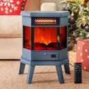 RealSmart Electric Fireplace Heater 22 in Freestanding Fireplace Stove Infrared Fireplace with 3D Flame Effect Remoted Control, Timer, Overheating Protection (Blue)