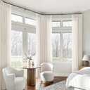 Pinch Pleated Linen Curtains 108 Inches Long for Living Room with Hooks Rings Back Tab Pinch Pleat Drapes for Track System Cream Ivory Light Filtering Semi Sheer 108 Inch Curtains for Dining Bedroom, Natural