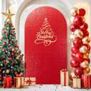 6.6FT Red Arch Cover-Sequin Spandex Fitted Wedding Arch Cover Round Top Chiara Background Covers for Birthday Party Baby Shower Photo Arch Stand Decoration