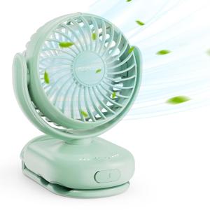 Momcozy Portable Fan with Clip | 4-Speed Mini-Fan for Carrier | Personal Fans Ultra Lighter 0.26lb | Gaps 4.5mm | Handheld Cooling | Rechargeable Rotate for Diaper Backpack/Stroller/Carrier/Chair (Green)