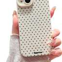 Compatible with iPhone 14 Case Cute Aesthetic Polka Dot Pattern Design for Girls Women, Soft Silicone Shockproof Protective Designed for iPhone 14 Case-White