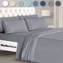 Mueller Ultratemp Bed Sheets Set, Super Soft 1800, 6 Piece California King Sheet Sets, Deep Pocket up to 16", Transfers Heat, Breathes Better, Hypoallergenic, Wrinkle-Resistant, Oeko-TEX, Light Grey (California King Size, Light Gray)