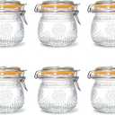 Amzcku Wide Mouth Vintage Mason Jars with Airtight Lid 16oz, Canister Quart Jars for Kitchen Storage - for Coffee, Sugar, Beans 6 Pack