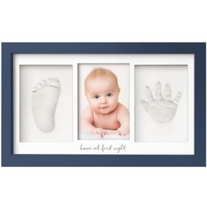 KeaBabies Baby Hand and Footprint Kit - Clay Handprint Keepsake Frame, Newborn Nursery Picture Frame, Personalized New Mom Gifts for Baby First Christmas Shower (Midnight Blue) (Duo Frame, 13" x 7.8")