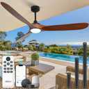 Ceiling Fan with Lights, 72'' Solid Wood Indoor/Outdoor Ceiling Fan with Quiet Reversible DC Motor, Control with WIFI Alexa App, 3CCT Dimmable, 6 Speeds Walnut Outdoor Fan for Patio Porch
