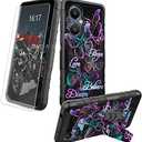 BREIDMKFM Case for OnePlus Nord N20 5G, with Tempered Glass Screen Protector Heavy Duty Built-in Kickstand Shockproof Phone Case for OnePlus Nord N20 5G 2022, Pink Purple Butterfly Positive Quotes