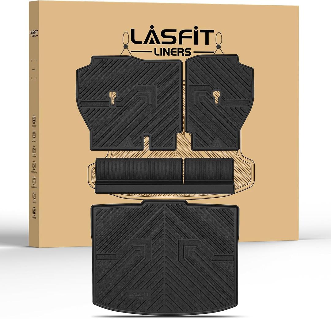 LASFIT Cargo Mat with Backrest Mat for Honda CR-V 2026 2025 2024 2023 (Gasoline Only), All Weather Custom Fit TPE Trunk Mat Trunk Liner Cargo Liner with Seatback Mat (Lower Position)