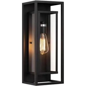 1 Pack 18 inches Outdoor Wall Lantern Light Fixture, Large Black Exterior Waterproof Wall Sconce, Anti-Rust Mount Porch Light with Clear Glass,E26 Socket