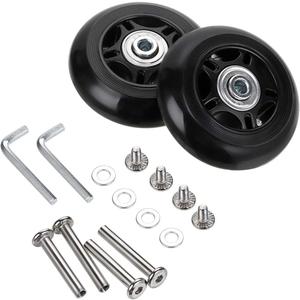 OwnMy 80mm x 24mm Luggage Suitcase Replacement Wheels, Rubber Swivel Caster Wheels Bearings Repair Kits, A Set of 2