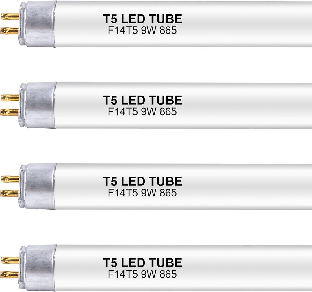 22 Inch F14T5/DL LED Replacement Bulbs, 6500K Daylight, T5 LED 9 Watts Replace Fluorescent Bulb with LED, Replacement Tube for Counter and Cabinet Fixture, 4 Pack
