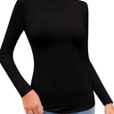 SHEIUGU Women’s Mock Neck Turtleneck Long Sleeve T Shirt Top Slim Fit Layering Tops Tee(Long Sleeve Black-XX-Large)