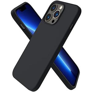 ORNARTO Compatible with iPhone 13 Pro Case 6.1, Slim Liquid Silicone 3 Layers Full Covered Soft Gel Rubber Case Cover 6.1 inch-Midnight Black