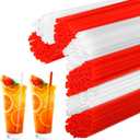 2 x 150 Pcs Christmas Candy Cane Shaped Plastic Straws Disposable Drinking Straw Bulk for Cocktail Xmas Party Birthday Party Supplies (Red,White)