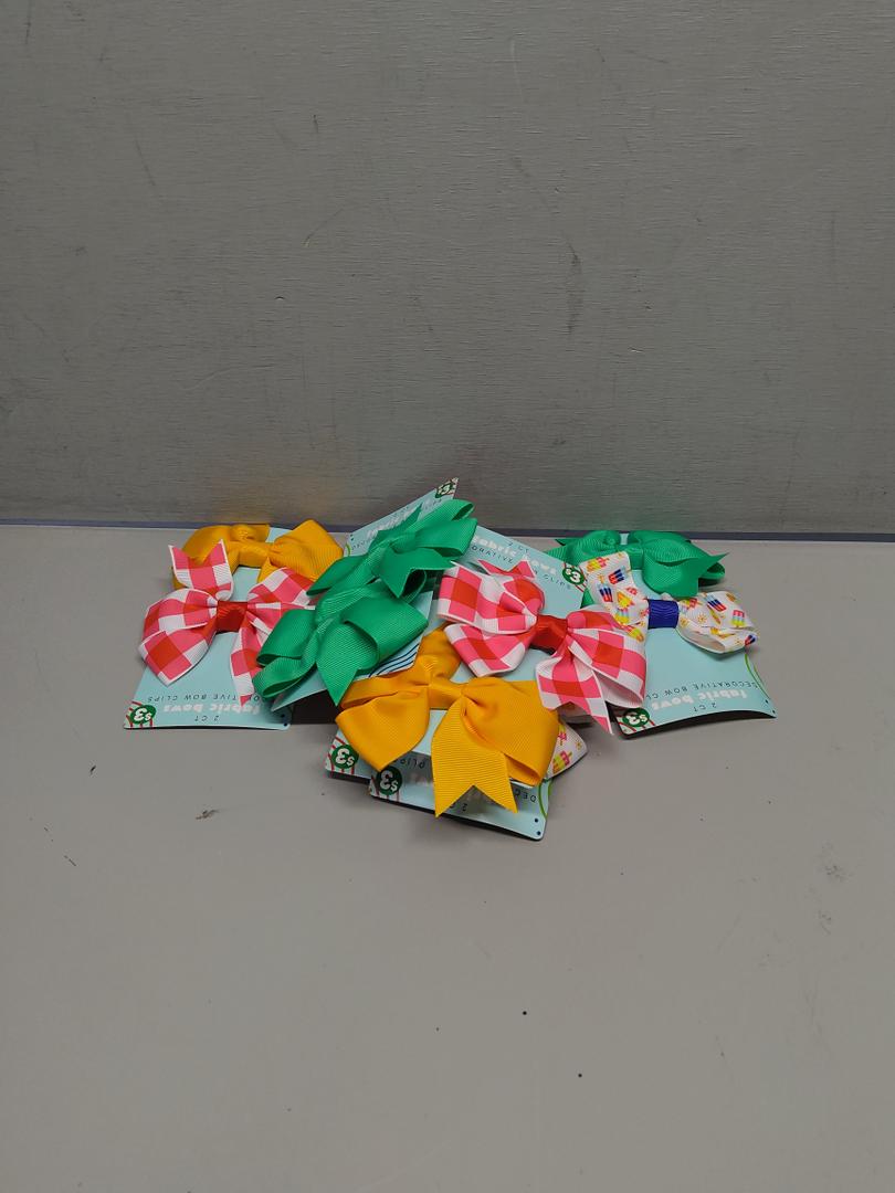 Summer Hair Grosgrain Bow W/Clip M/G 7 Pack