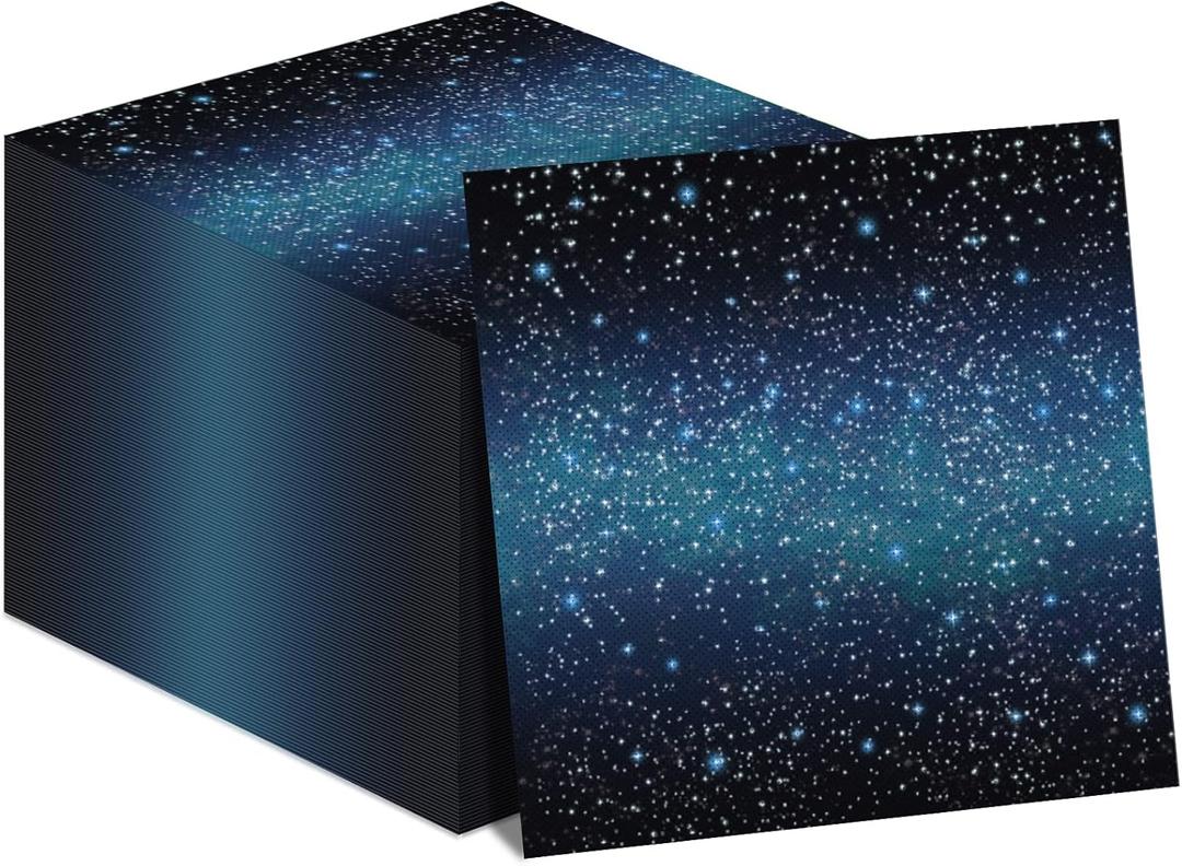 50 Pcs Space Starry Napkins Galaxy Party Napkins Supplies Decorations Lunch Paper Napkins for Outer Space Birthday Baby Shower
