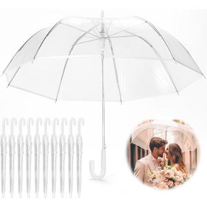 10 Pcs Clear Umbrellas Wedding bulk, Transparent Umbrellas, Windproof Large Clear Umbrella for Outdoor Events, Wedding Supplies