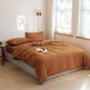 Luxlovery California King Pumpkin Comforter Rust Terracotta Bedding Set Cal King Caramel Burnt Orange Quilts Pumpkin Brown Comforter Set Women Men Cal King