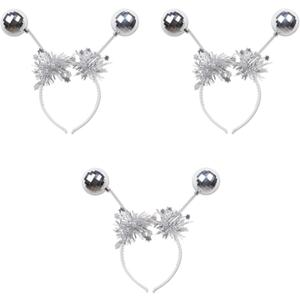 Beistle 3-Piece Silver Ball Boppers, Festive Headband with Fringe & Plastic Disco Balls, Christmas Costume Accessories & Holiday Headpiece, One Size