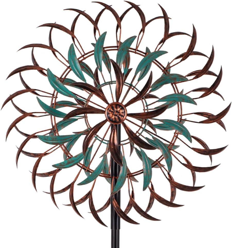 VEWOGARDEN 19" Dia Large Wind Spinner Outdoor with 6 Blades, Metal Kinetic Wind Sculptures & Spinners for Yard, Garden, Lawn Decorations