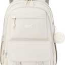 Backpacks for Girls, 15.6 Inch School Bag Cute Waterproof Laptop Bookbag Large College Backpack for Teen Women Students Anti Theft Travel Daypack, Beige
