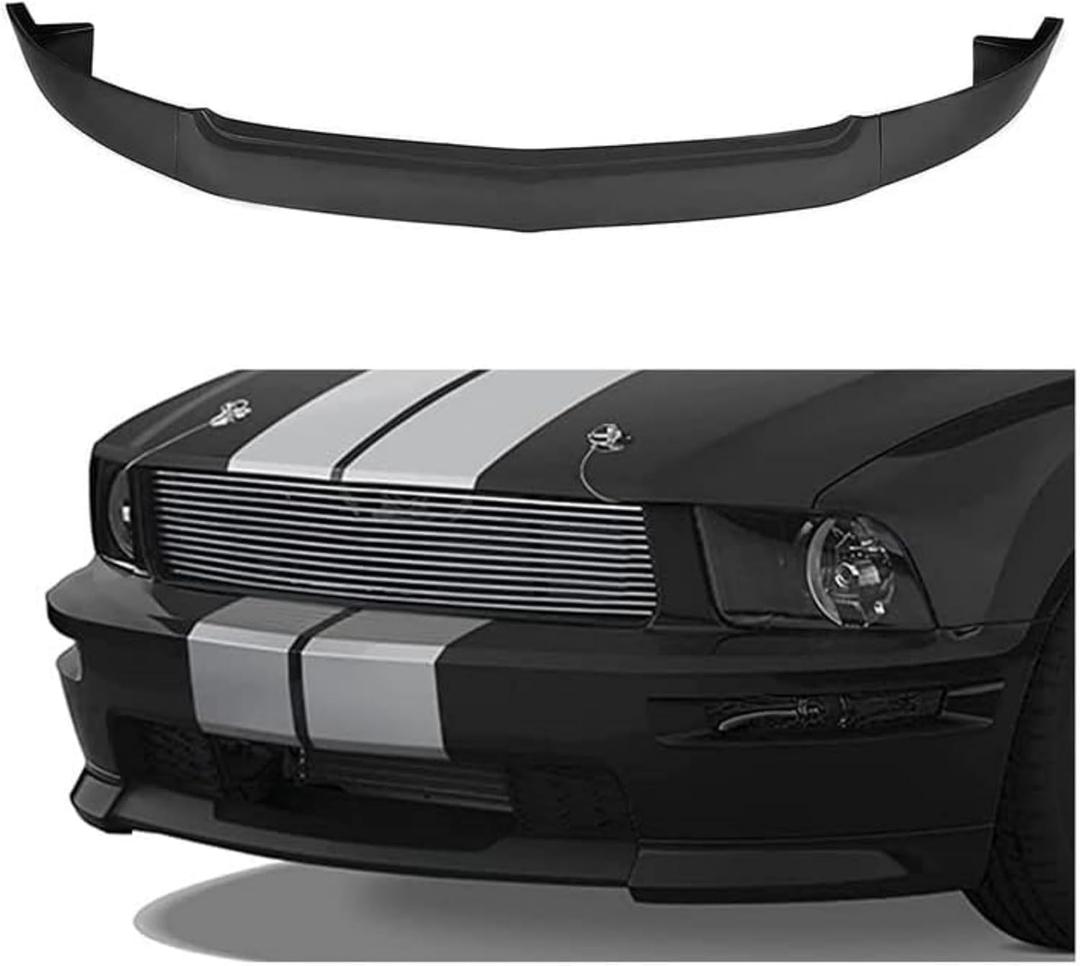 HECASA Front Bumper Lip Spoiler Splitter Compatible with 2005-2009 Ford Mustang V8 GT 2-Door Lower Lip Protector Kit Black ABS Plastic