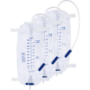 3 Pack 1000ml Sterile Leg Urinary Drainage Bags with 2 Adjustable Elastic Straps, Professional Urine Leg Bag with Anti-Reflux Valve for Men and Women