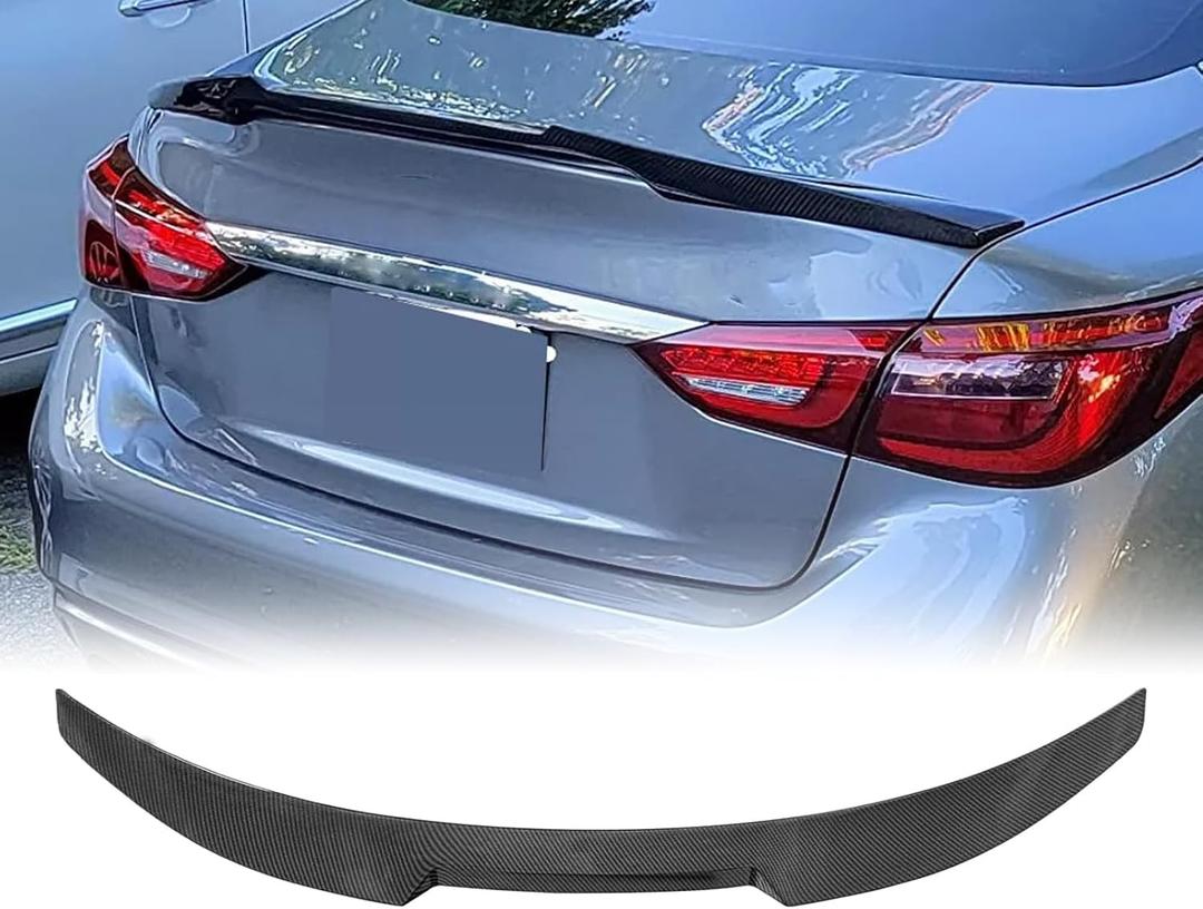 Rear Spoiler for Infiniti Q50 2014-2024 4 Door Sedan M4 Style Rear Trunk Spoiler Lip Tail Wing Carbon Fiber Painted(M4 Style Carbon Fiber)