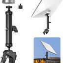 Starlink Mini RV Mount, Aluminum Starlink Mini Clamp Mount with Pipe Adapter, 1/4"-20 & 3/8"-16 Thread & Adjustable Bracket Fits 2025 Starlink Mini, for RV, Boat, Camper, Roof Rack, Balcony, and More